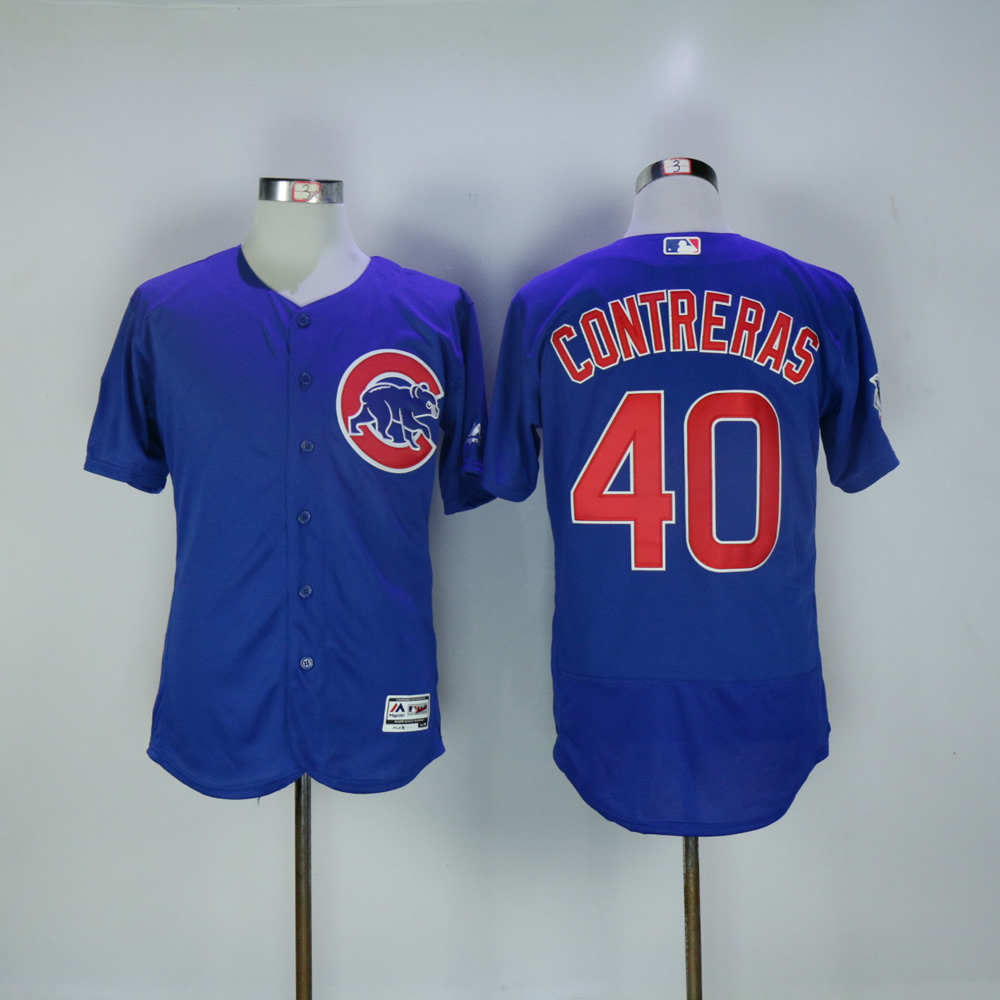 Men Chicago Cubs #40 Contreras Blue MLB Jerseys